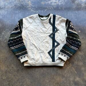 Crazy Vintage Coogi Style Vilanto Leather Chunk Sweater